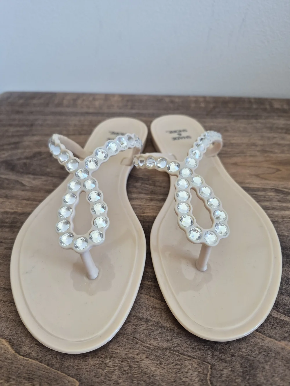 Shade & Shore White Crystal-Embellished Women's Sandals